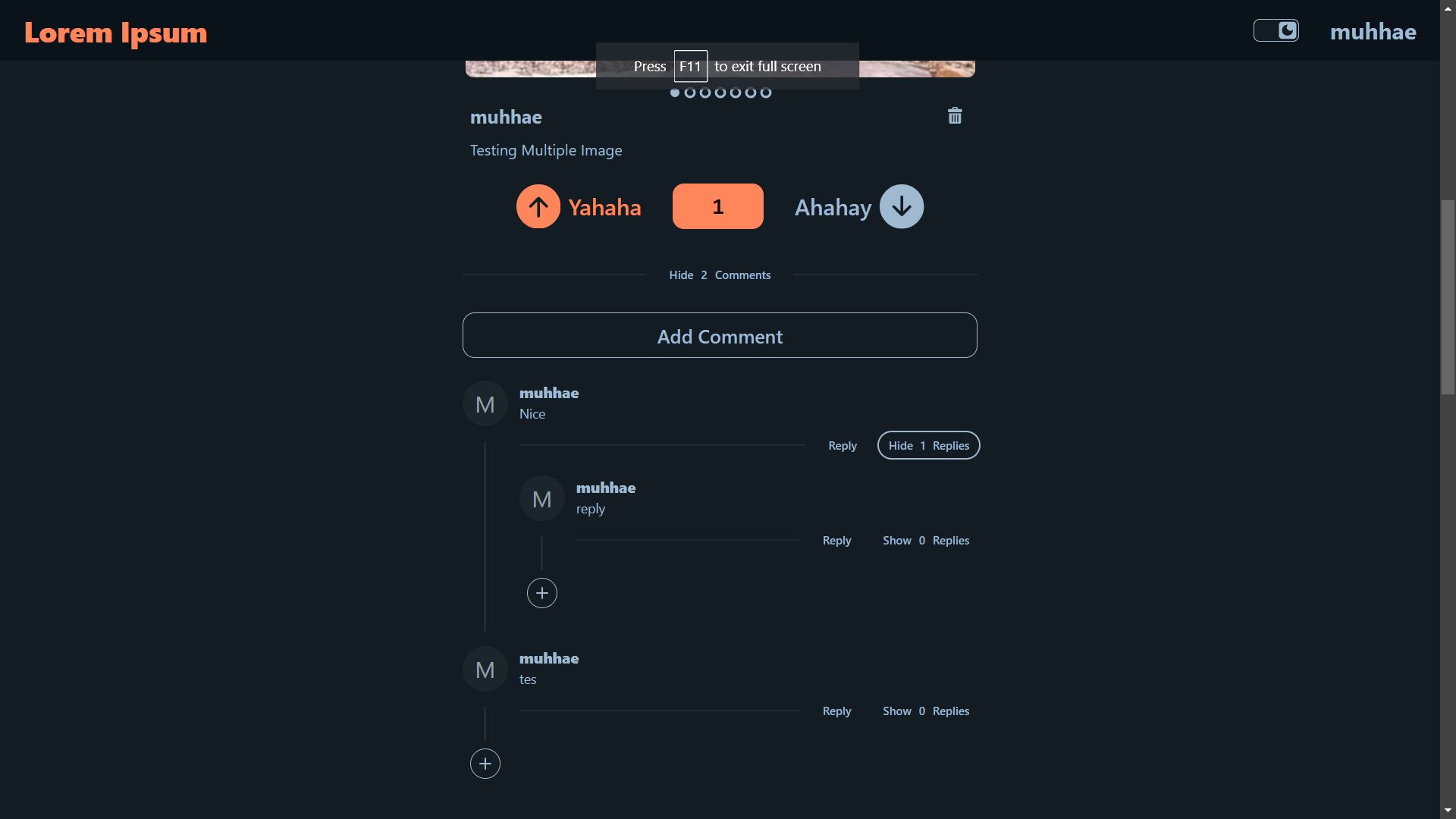 Example image of the Image sharing platform - Lorem Ipsum project