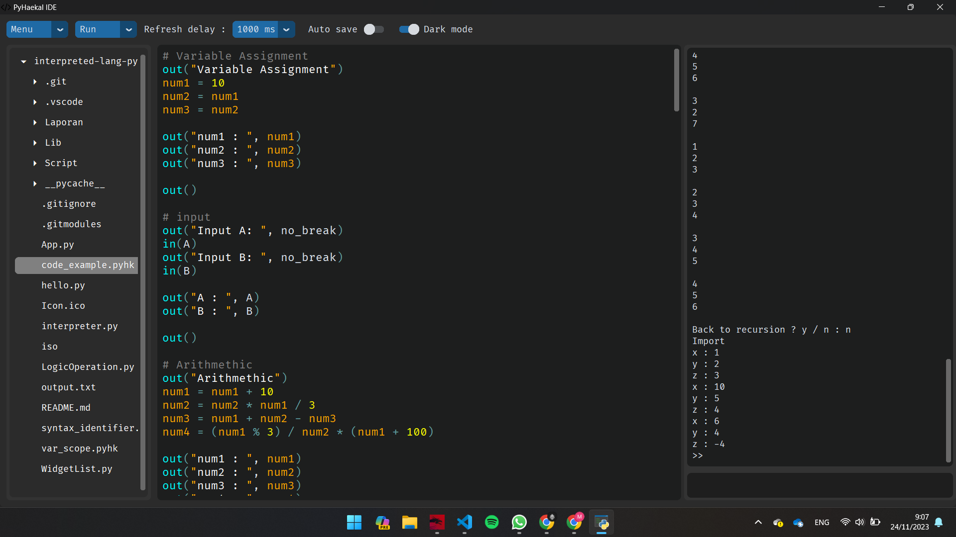 Example image of the Interpreted Programming Language project